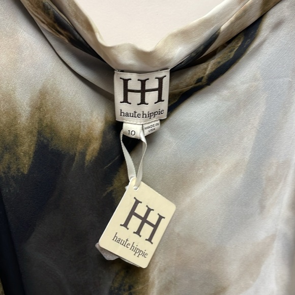 Haute hippie NWT silk skirt size 10 multi layers midi length waist 15 - Picture 4 of 5